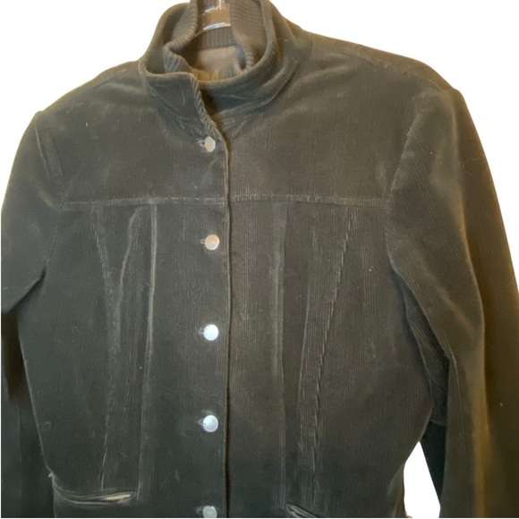 ELIE TAHARI Black Corduroy 2- Layer Zip Bomber Coat Jacket - SZ Medium - Picture 9 of 16
